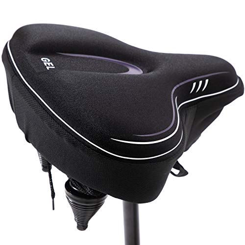 YBEKI Wide Gel Bike Seat Cover for Peloton/Spin Bikes - 2cm Cooling Gel & Memory Foam Cushion | Non-Slip Base & Airflow Vents | Fits 8.5-10" Wide Saddles (YOSUDA/Echelon/Schwinn Compatible) ﻿ - Image 4