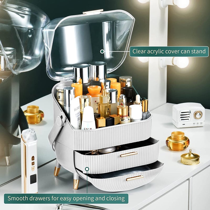 Ostin Makeup Organizer for VanityElegant Cosmetics Organizer for Skin CareIdeal Back to School Gift for daugter grand daughter girl friends Bathroom storage rack White - Image 4