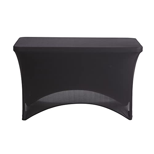 Iceberg iGear Stretch Fabric Table Cover, Fits 4' Table, Polyester/Spandex, Black, 24" W x 48" L - Image 1