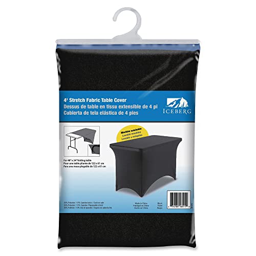 Iceberg iGear Stretch Fabric Table Cover, Fits 4' Table, Polyester/Spandex, Black, 24" W x 48" L - Image 5