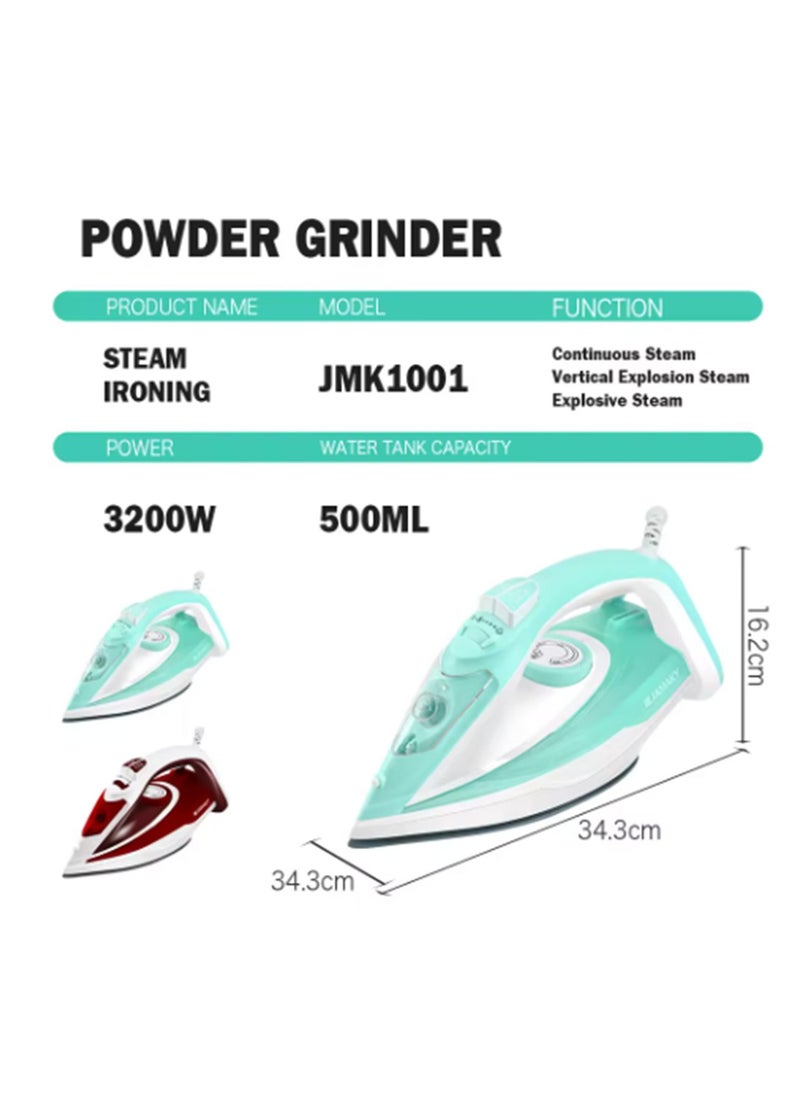Professional 3200W with Italian technology 500ml Portable Steam Iron Powerful and High Quality Handheld Steam Iron with Ceramic Plate The steam iron is designed to give you the best results.
