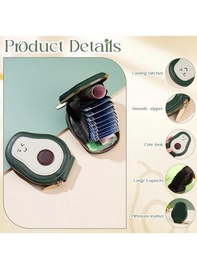 TecoKart® Avocado-Shaped Mini Wallet for Women with Multiple Card Slots Compact Card Holder with 11 Compartments Small Wallet Coin Purse with Zip for Gift - Image 4