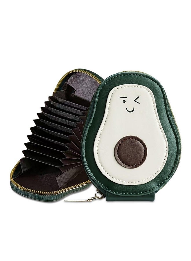 TecoKart® Avocado-Shaped Mini Wallet for Women with Multiple Card Slots Compact Card Holder with 11 Compartments Small Wallet Coin Purse with Zip for Gift - Image 1