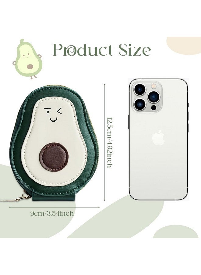 TecoKart® Avocado-Shaped Mini Wallet for Women with Multiple Card Slots Compact Card Holder with 11 Compartments Small Wallet Coin Purse with Zip for Gift - Image 2