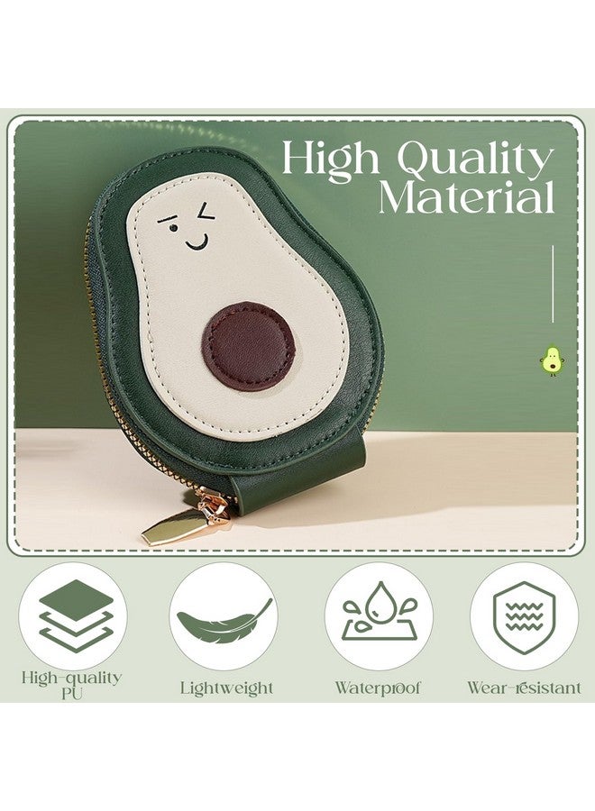TecoKart® Avocado-Shaped Mini Wallet for Women with Multiple Card Slots Compact Card Holder with 11 Compartments Small Wallet Coin Purse with Zip for Gift - Image 3