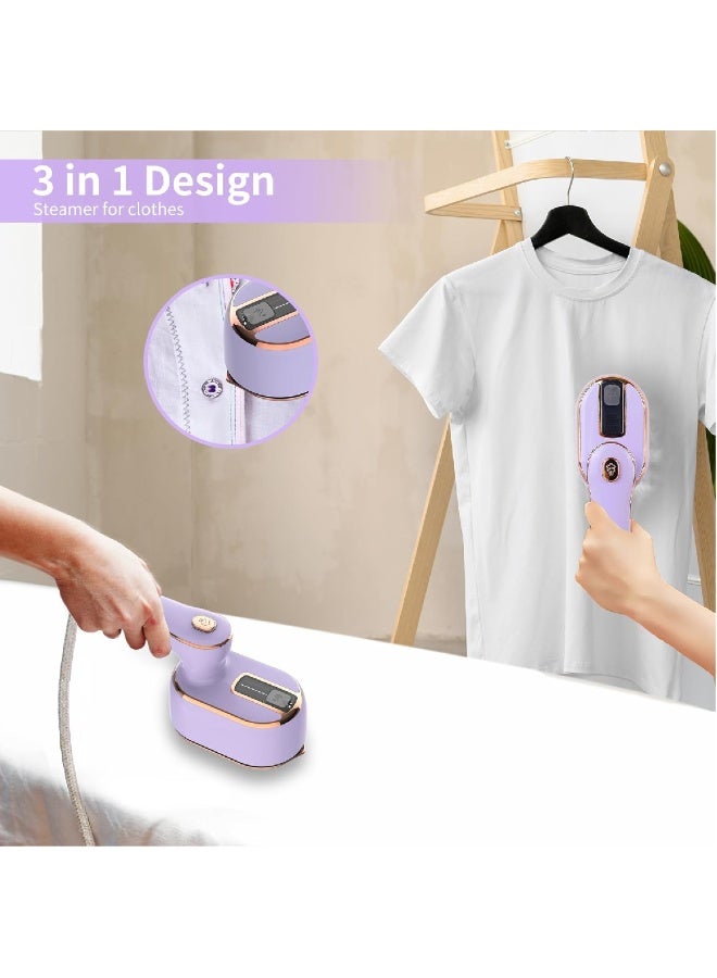 ZOOMEE Portable Handheld Steamer for Clothes, 2-in-1 Ironing & Steaming,180° Rotatable Multi-Directional, Mini Travel Steamer,suitable for clothing of suitable sizes/thickness for Dorm Room, Purple - Image 2
