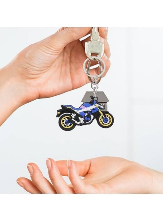 6 قطع من سلسلة مفاتيح دراجة نارية واقعية على الوجهين، نموذج محاكاة حلقة مفاتيح إكسسوارات للرجال راكبي الدراجات النارية وحقيبة الظهر والحقيبة - Image 5