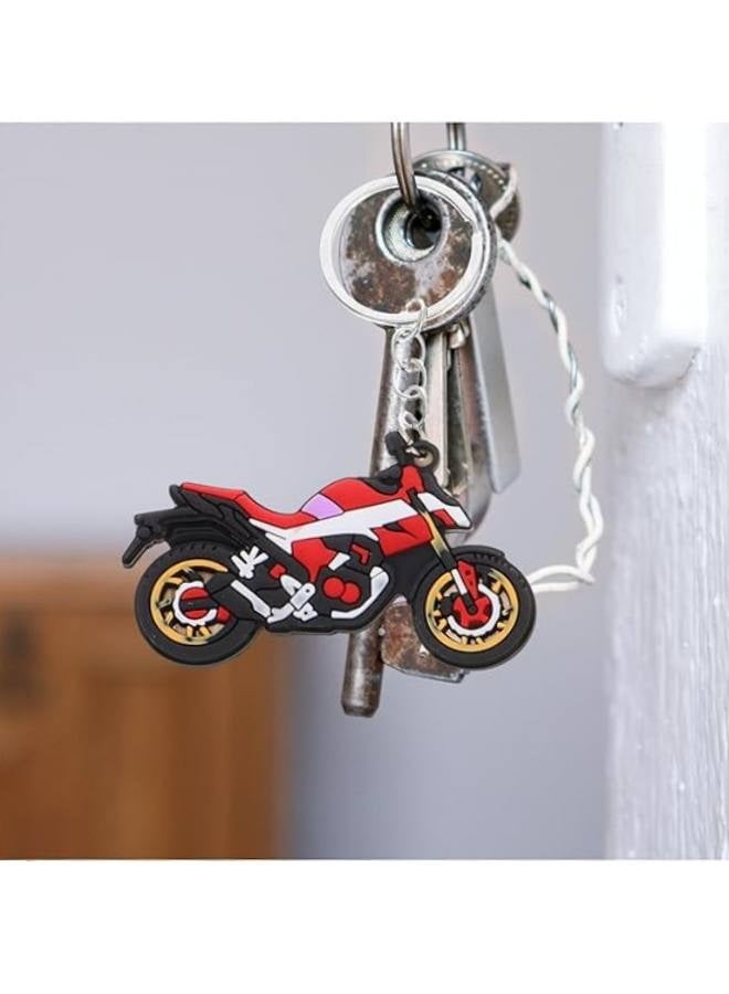 6 قطع من سلسلة مفاتيح دراجة نارية واقعية على الوجهين، نموذج محاكاة حلقة مفاتيح إكسسوارات للرجال راكبي الدراجات النارية وحقيبة الظهر والحقيبة - Image 3