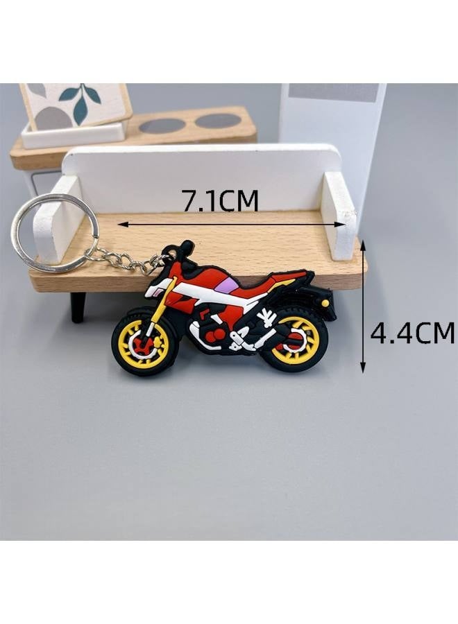 6 قطع من سلسلة مفاتيح دراجة نارية واقعية على الوجهين، نموذج محاكاة حلقة مفاتيح إكسسوارات للرجال راكبي الدراجات النارية وحقيبة الظهر والحقيبة - Image 2