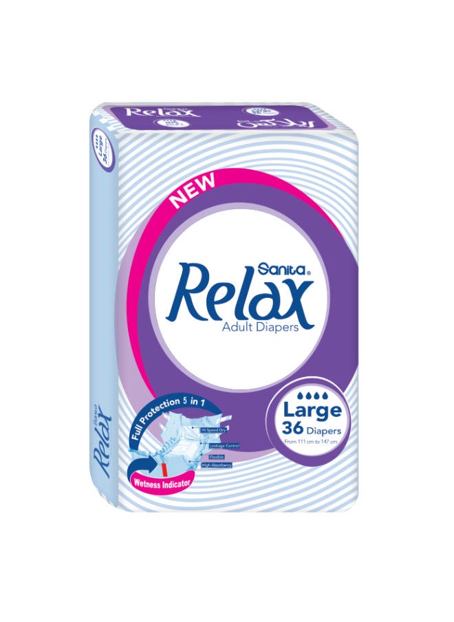 Relax - Relax Adult Diapers Large 36 Diapers - Image 1