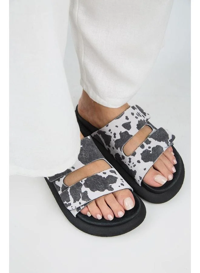 Manijero  Nagual Lillo Women's Real Leather Double strap Black Polka Dot Slippers. for Women | Best Price UAE