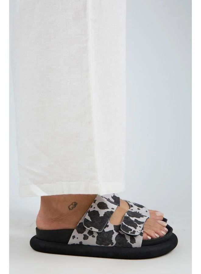 Manijero  Nagual Lillo Women's Real Leather Double strap Black Polka Dot Slippers. for Women | Best Price UAE