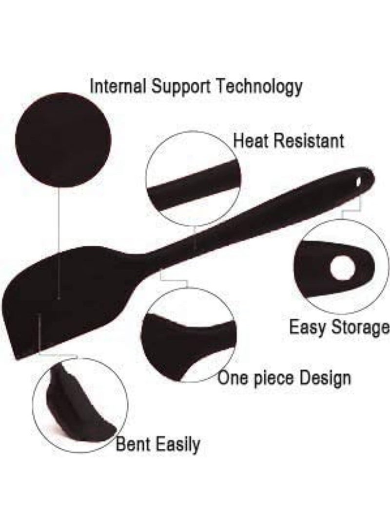 Chabeia Silicone Spatula Set - 6 Piece Non-Stick Rubber Spatula Set, Heat-Resistant Spatula Kitchen Utensils Set for Cooking, Baking and Mixing（Black） - Image 3