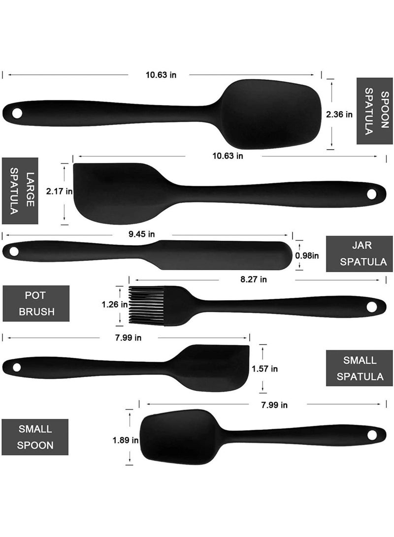 Chabeia Silicone Spatula Set - 6 Piece Non-Stick Rubber Spatula Set, Heat-Resistant Spatula Kitchen Utensils Set for Cooking, Baking and Mixing（Black） - Image 2