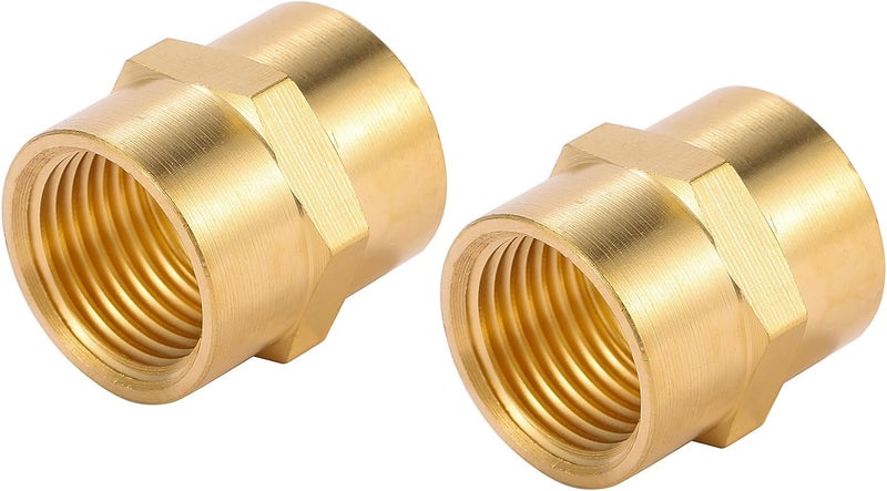 Sanpaint 2 Pack 1/2" x 1/2" NPT Coupler, Brass Female Pipe Fitting (I.D x I.D: 3/4'' x 3/4'') - Image 1