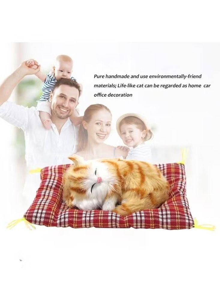 Dreamzon 2 PCS Cat Dolls, Sleeping Cat Dolls, Animal Cat Models, Cat Toys that Make Sounds, Small Gray Cat and Small Orange Cat Dolls, Gifts for Children - Image 2