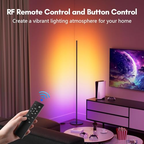 luckystyle Smart RGB+IC Corner Floor Lamp,Bright LED Tall Modern Floor Lamp with APP and Remote,Ambient Lighting Color Changing Standing Lamps with Music Mode and Timing for Living Room,Bedroom,Party - Image 3