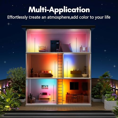 luckystyle Smart RGB+IC Corner Floor Lamp,Bright LED Tall Modern Floor Lamp with APP and Remote,Ambient Lighting Color Changing Standing Lamps with Music Mode and Timing for Living Room,Bedroom,Party - Image 4