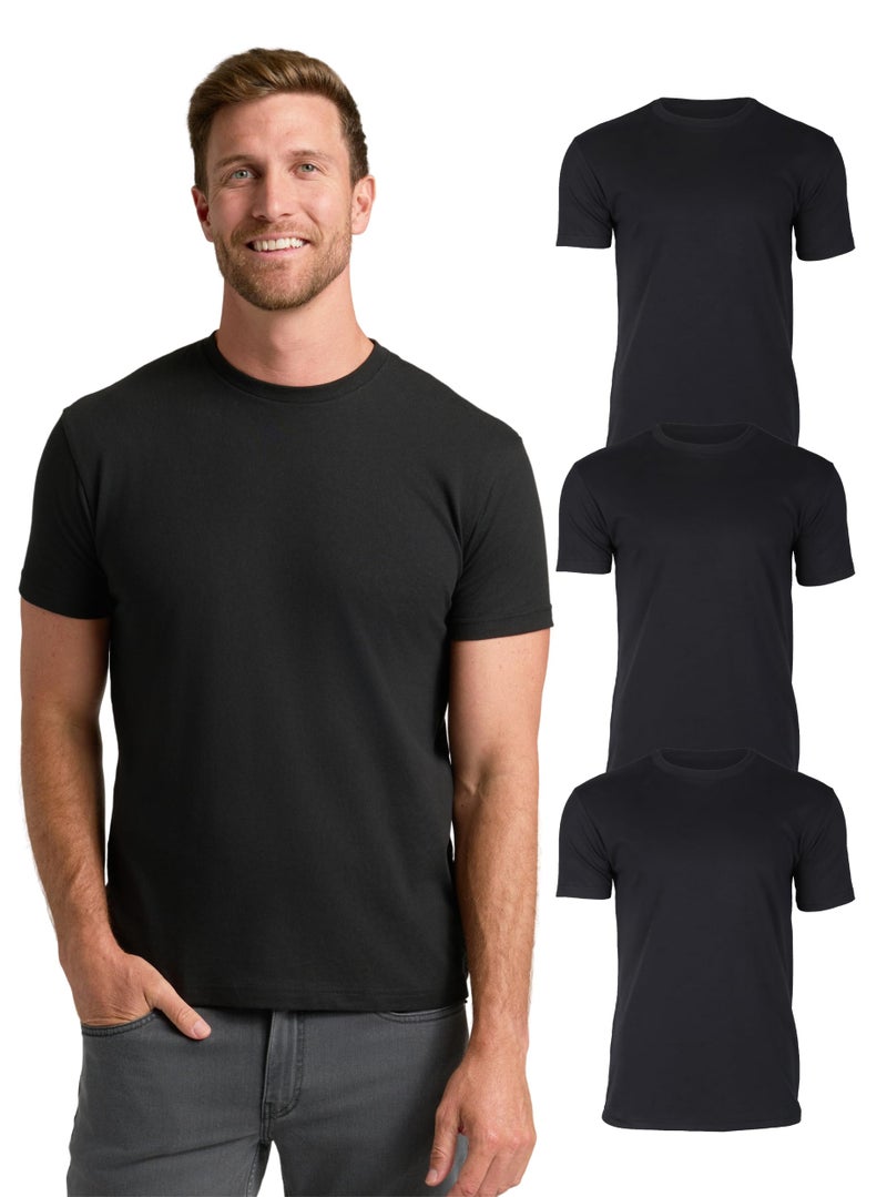 True Classic Mens T-Shirts – Short Sleeve Crew Neck T Shirts for Man, Cotton Blend Plain Novelty Men's T-Shirts, Pack of 3, Black, XL - Image 1