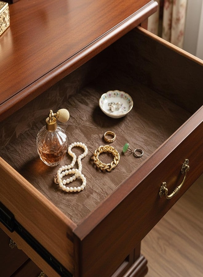 ReWallpaper ورق حائط بني قابل للتقشير واللصق من ReWallpaper، ورق حائط مخملي فاخر لغرفة النوم، قابل للإزالة، بني محكم اللصق، بطانة درج مخملية ذاتية اللصق لخزانة الملابس وصندوق المجوهرات، يمكنك صنعه بنفسك، 17.5 بوصة × 6.5 قدم - Image 4