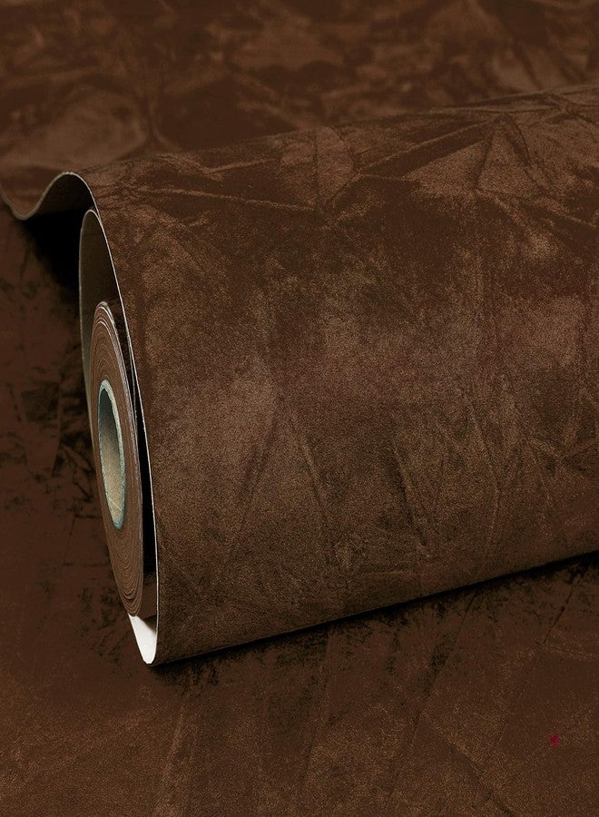 ReWallpaper ورق حائط بني قابل للتقشير واللصق من ReWallpaper، ورق حائط مخملي فاخر لغرفة النوم، قابل للإزالة، بني محكم اللصق، بطانة درج مخملية ذاتية اللصق لخزانة الملابس وصندوق المجوهرات، يمكنك صنعه بنفسك، 17.5 بوصة × 6.5 قدم - Image 1