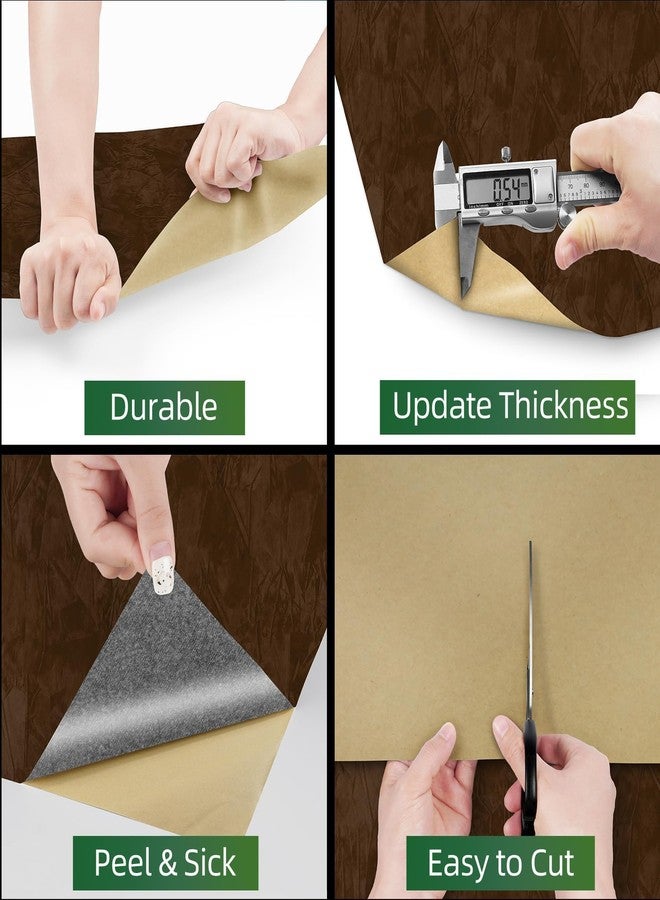 ReWallpaper ورق حائط بني قابل للتقشير واللصق من ReWallpaper، ورق حائط مخملي فاخر لغرفة النوم، قابل للإزالة، بني محكم اللصق، بطانة درج مخملية ذاتية اللصق لخزانة الملابس وصندوق المجوهرات، يمكنك صنعه بنفسك، 17.5 بوصة × 6.5 قدم - Image 5