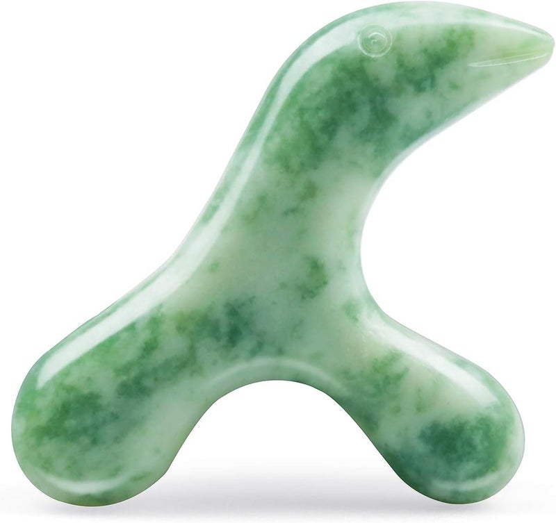 LEOSENSE Deep Tissue Trigger Point Massage Tool  Natural Jade Gua Sha Acupuncture Scraping Stone  Foot Reflexology Acupressure Point Massager for Full Body Relax Muscles Soreness and Pain Relief - Image 1