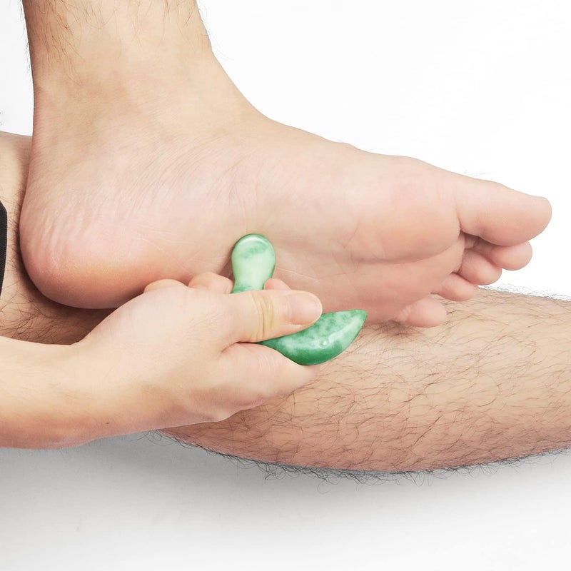 LEOSENSE Deep Tissue Trigger Point Massage Tool  Natural Jade Gua Sha Acupuncture Scraping Stone  Foot Reflexology Acupressure Point Massager for Full Body Relax Muscles Soreness and Pain Relief - Image 4
