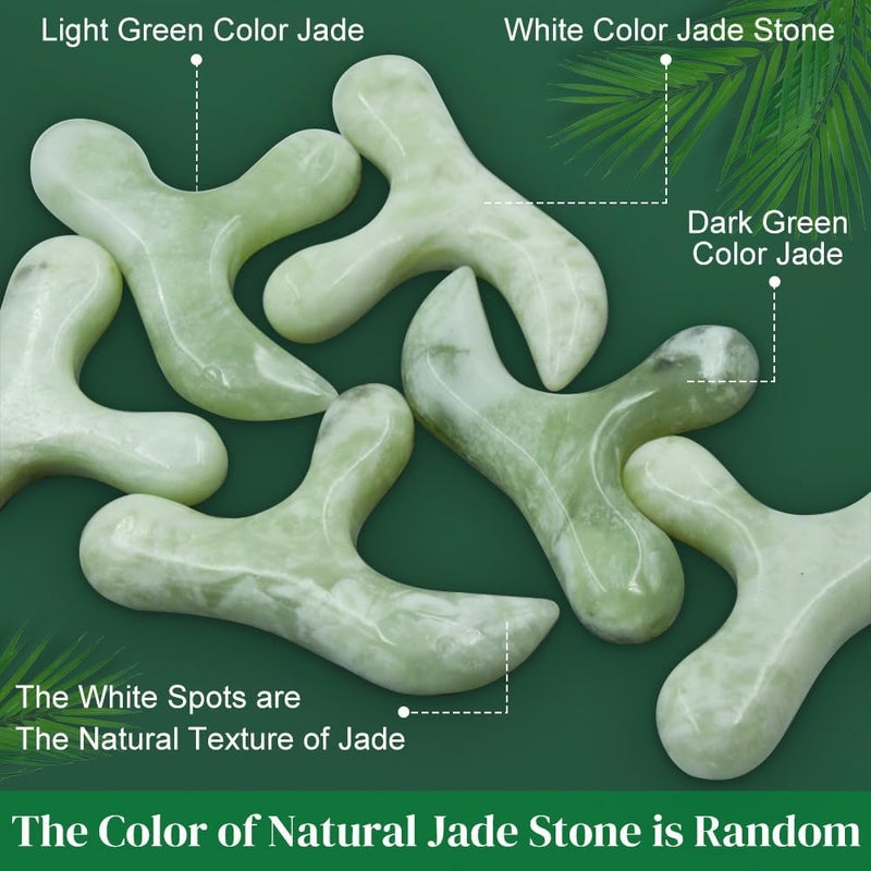 LEOSENSE Deep Tissue Trigger Point Massage Tool  Natural Jade Gua Sha Acupuncture Scraping Stone  Foot Reflexology Acupressure Point Massager for Full Body Relax Muscles Soreness and Pain Relief - Image 2