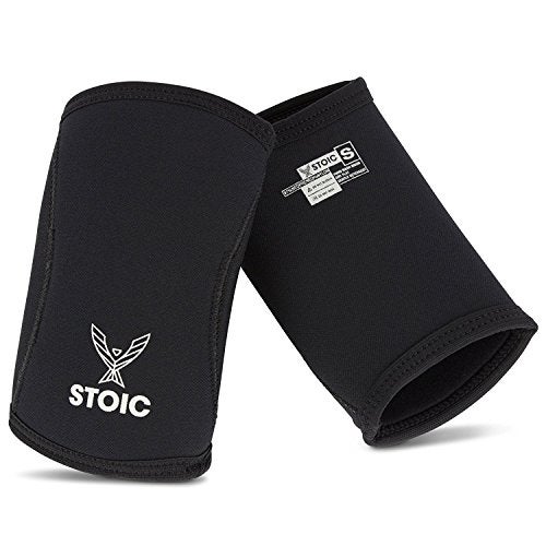 Stoic Elbow Sleeves for Powerlifting - 7mm + 5mm Thick Neoprene Sleeve for Bodybuilding, Weight Lifting Best for Squats, Cross Training, Strongman Professional Quality & Ultra Heavy Duty (Pair) - Image 1