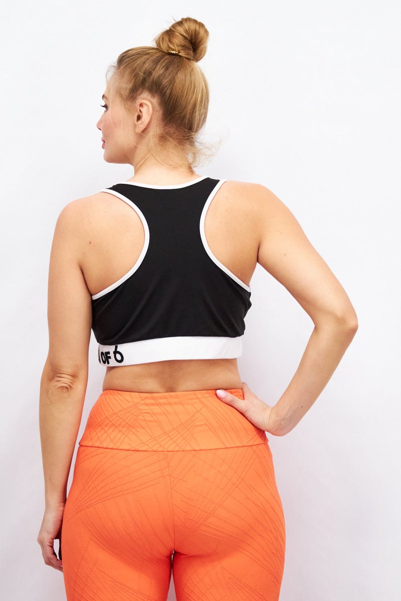 TRIBE OF 6 Women Brand Logo Padded Sports Bra, Black - Image 3