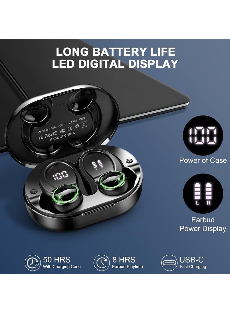 general Headphones Bluetooth 5.3 Wireless Bass Stereo Over-Ear Earbuds ENC Noise Cancelling Microphone with On-Ear Hook, 48 Hour Playback and Dual LED Display, IP7 Waterproof Headphones for Sports/Exercise/ - Image 2