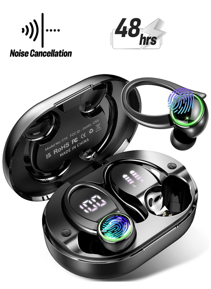 general Headphones Bluetooth 5.3 Wireless Bass Stereo Over-Ear Earbuds ENC Noise Cancelling Microphone with On-Ear Hook, 48 Hour Playback and Dual LED Display, IP7 Waterproof Headphones for Sports/Exercise/ - Image 1