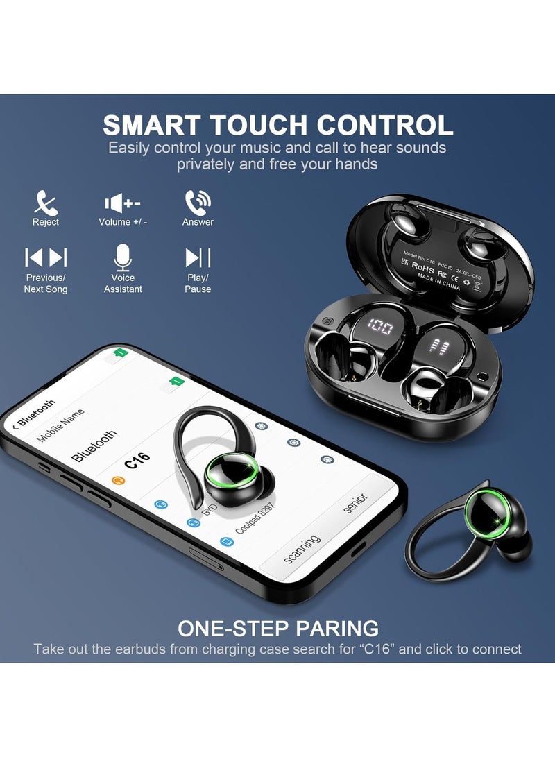 general Headphones Bluetooth 5.3 Wireless Bass Stereo Over-Ear Earbuds ENC Noise Cancelling Microphone with On-Ear Hook, 48 Hour Playback and Dual LED Display, IP7 Waterproof Headphones for Sports/Exercise/ - Image 3