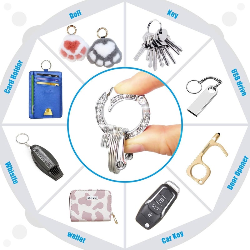 Yiflin Cute Wrist Car keychain for Women, Crystal Keychain Accessories，Bling Wrist Lanyard for Keys, Car key - Image 5