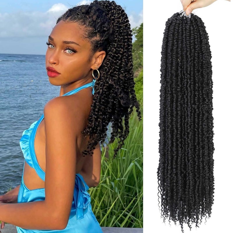 Passion Twist Crochet Hair18 Inch 6 Packs Pretwisted Passion Twist Hair Soft Pre Looped And Pre twist Crochet Hair For WomenPrelooped Black Curly Bohemian Crochet Braids186packs1B