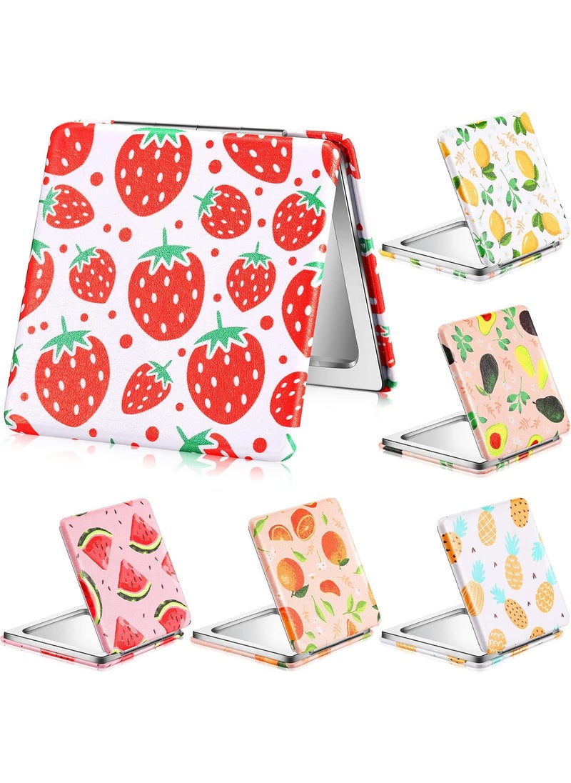 Vicenpal - Vicenpal Compact Mirrors Small Pocket Fruit Design Mini Magnifying Portable Makeup Compact Pu Leather Double Sided Pocket Mirror for Women Girls Mother Kids Gift(24 Pcs) - Image 1