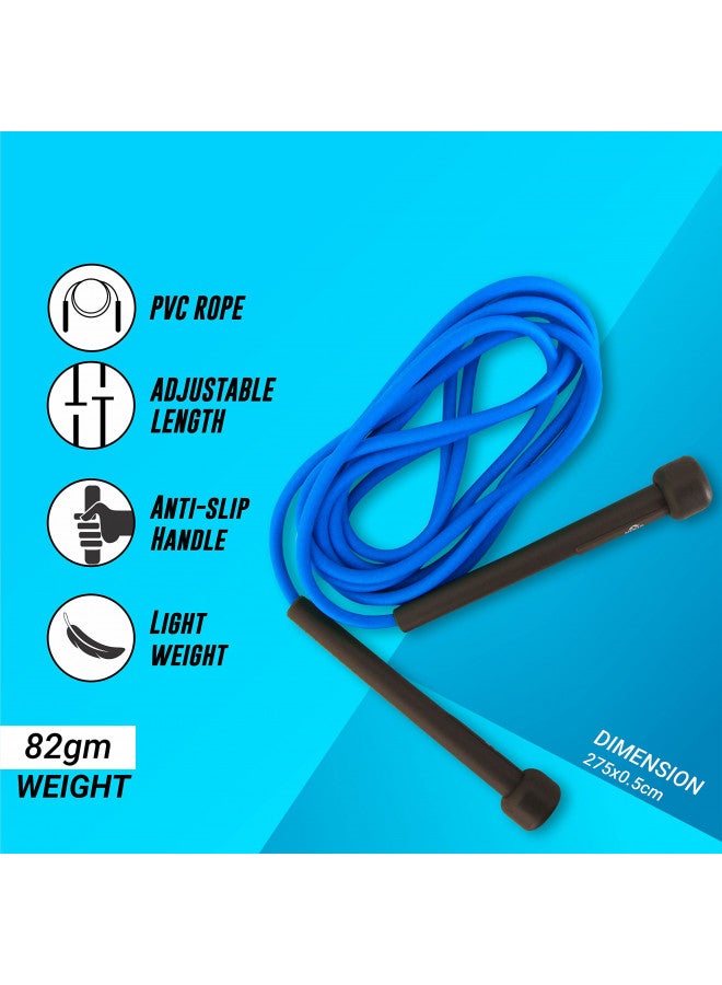 Nivia Trainer Skipping Rope for Men & Women | Color: Blue | Size: Free and Adjustable | Material: Polyvinyl Chloride | Use for Cardio Exerice, Workout, Warmup & Weight Loss Training - Image 1