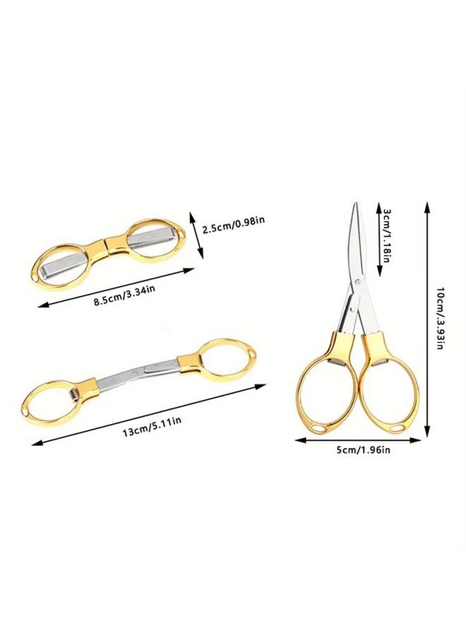 Golden Mini Travel Scissors Retractable Stainless Steel Folding Portable Keychain Cutter - Image 3