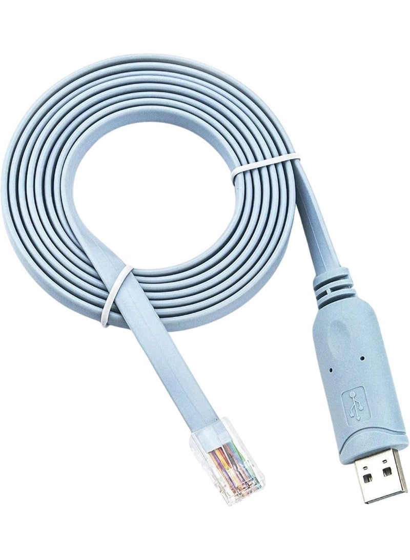 VEOTECH FTDI USB-A to RJ45 Console Cable - 1 Mbps / 250 MHz Nickel Plated Connectors Debug, Configuration, Network Management Cable 1.8 Meters - Image 1