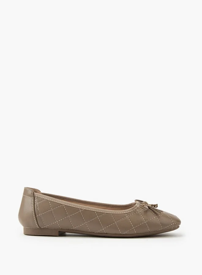 Quilted Ballerina Shoes with Bow Detail