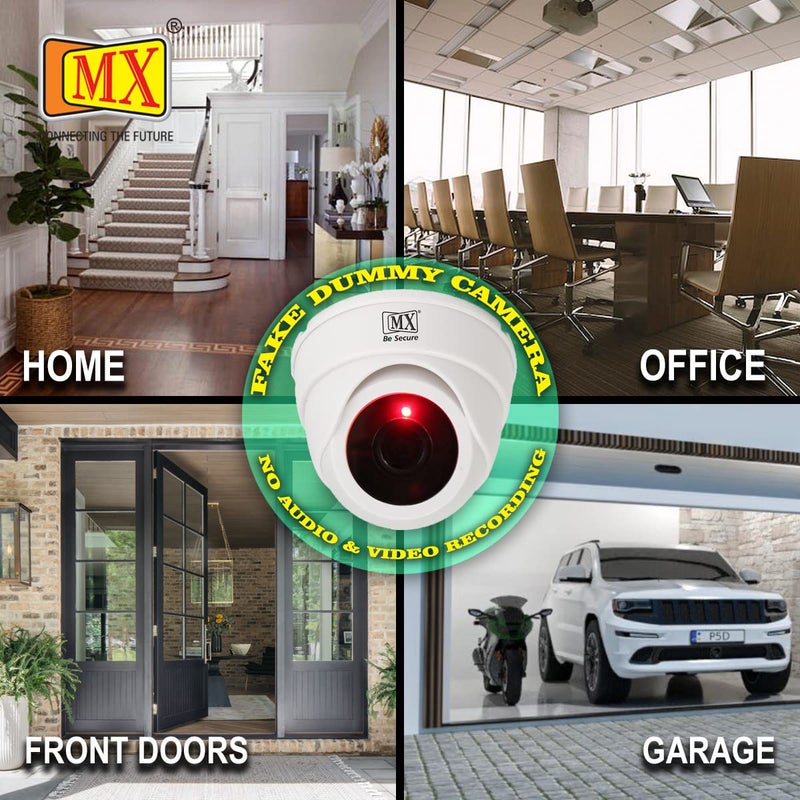 MX كاميرا CCTV وهمية MX / كاميرا CCTV دائرية وهمية (كاميرا مزيفة بدون صوت / بدون فيديو) مع ضوء LED أحمر يعمل بالبطارية مثالية للمنزل والمكتب - Image 4