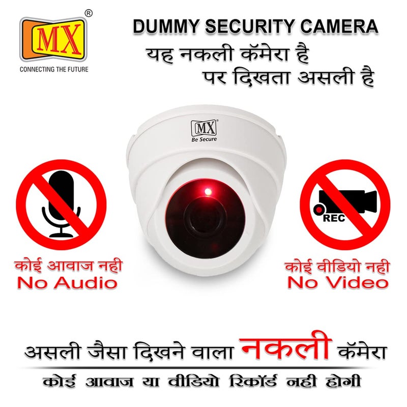 MX كاميرا CCTV وهمية MX / كاميرا CCTV دائرية وهمية (كاميرا مزيفة بدون صوت / بدون فيديو) مع ضوء LED أحمر يعمل بالبطارية مثالية للمنزل والمكتب - Image 3