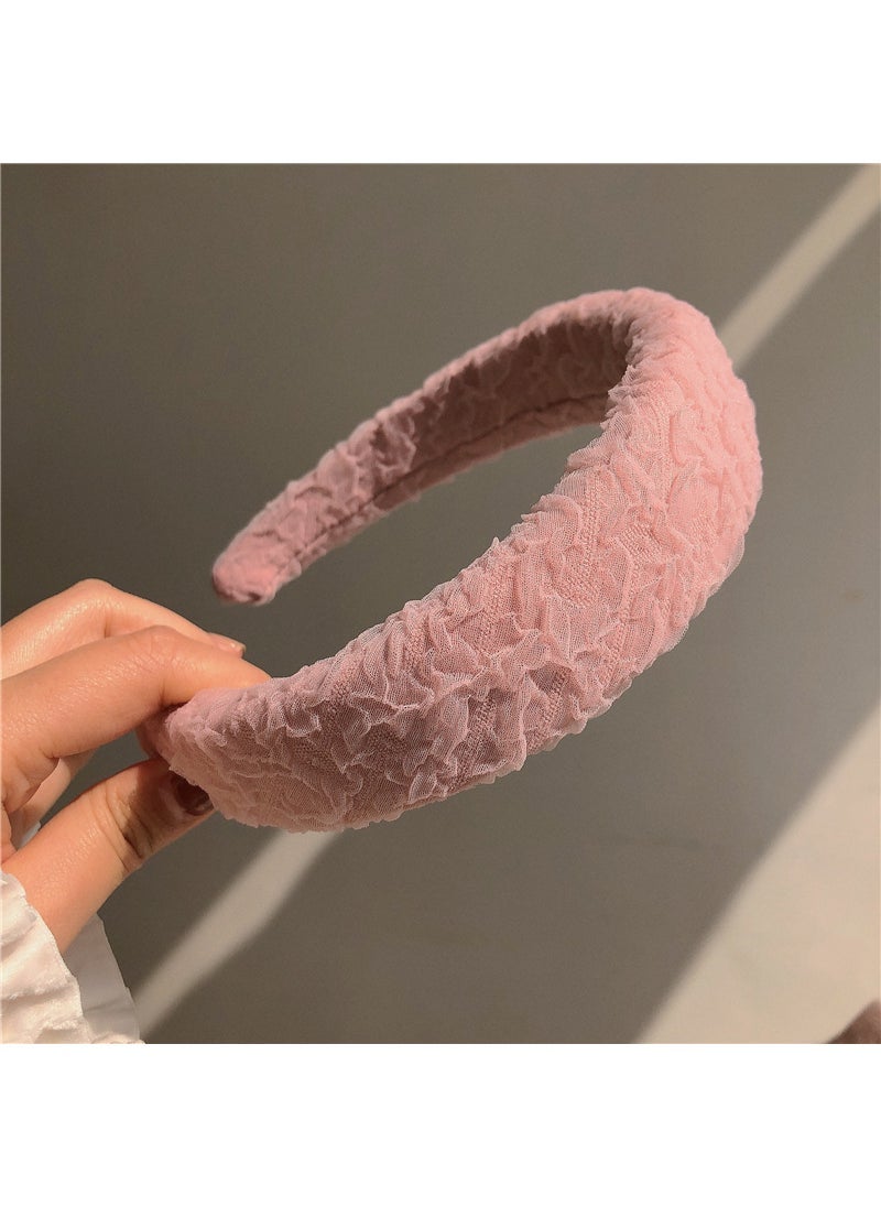 Generic Spring Sponge Padded Headband Womens Facial Hair Accessory Pink lace 