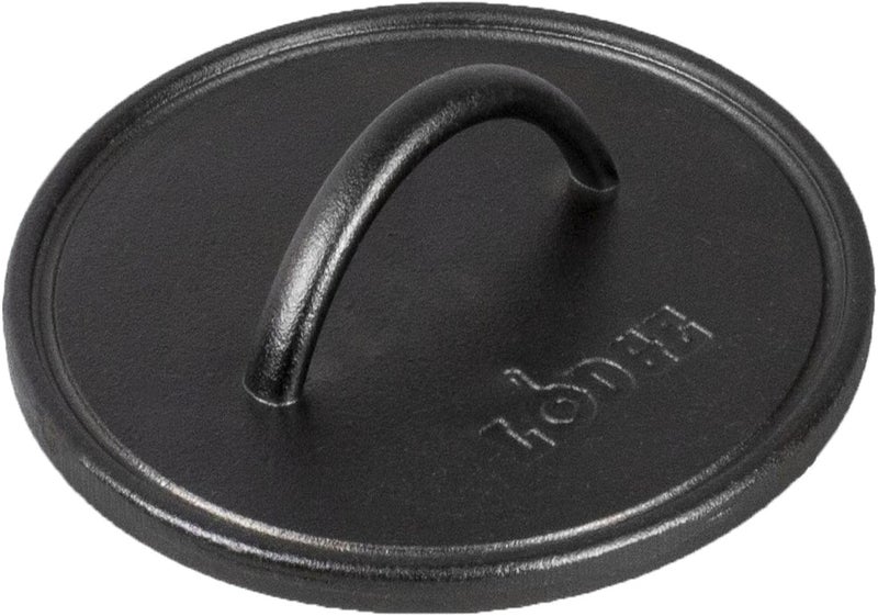 Lodge Multi-purpose L8RFIP 8 Inch Seasoned Cast Iron Grill Press, Black Natural material - Image 1