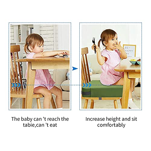 SMZCTYI Toddler Booster Seat for Dining Table, PU Washable Double Safe Straps Non-Slip Bottom Booster Seat Dining Toddler, Portable Travel Increasing Cushion (Light Green) - Image 2