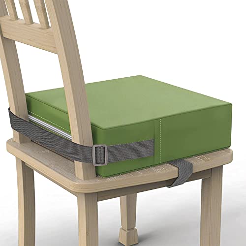 SMZCTYI Toddler Booster Seat for Dining Table, PU Washable Double Safe Straps Non-Slip Bottom Booster Seat Dining Toddler, Portable Travel Increasing Cushion (Light Green) - Image 1
