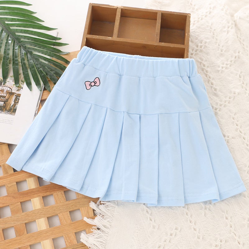 2025 childrens clothing summer new girls pleated skirt skirt JK skirt anti-light skirt cross-border foreign trade a generation of hair Light blue  - Image 1