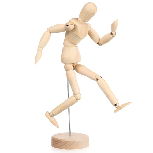 KALLORY Artists Wooden Manikin Flexible Body Joints Human Figure Puppet Model Wood Male Mannequin Doll Ornament Stand for Home Office Desk Decoration Sketching Drawing Painting Supplies - Image 1