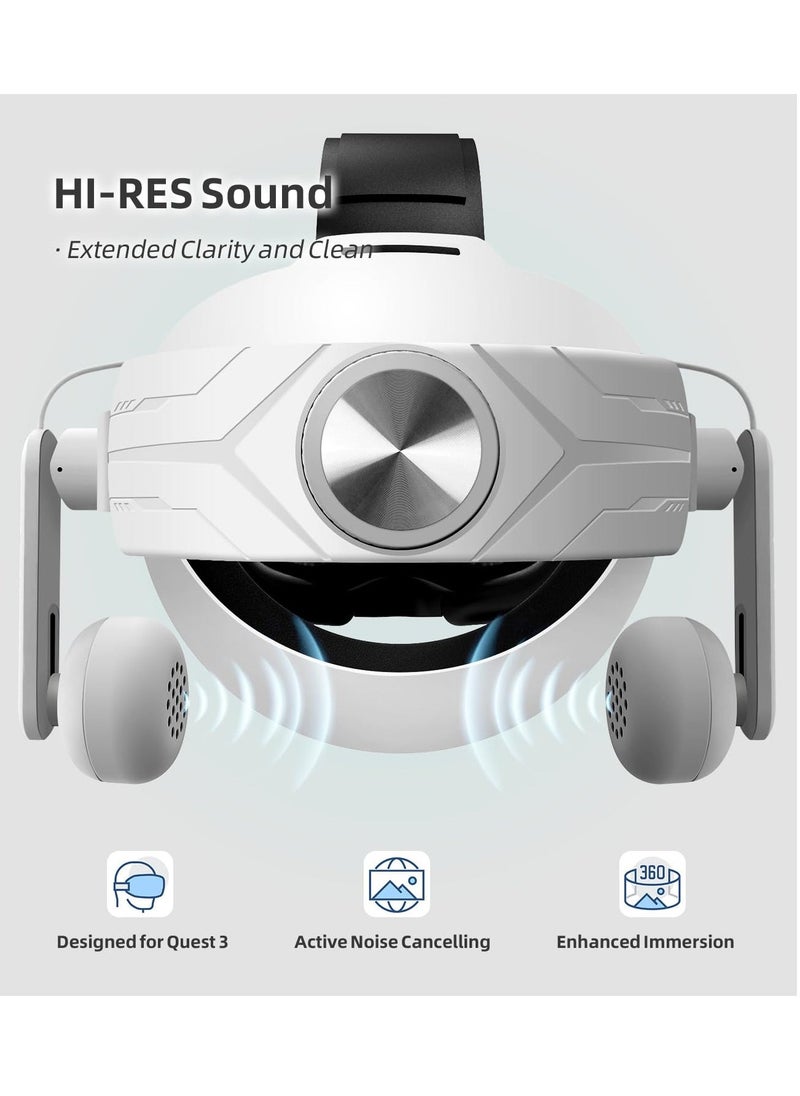 حزام رأس Quest 3 متوافق مع Meta Oculus Quest 3، حزام استبدال Elite الصوتي المريح على الأذن لتحسين تأثيرات الصوت وزيادة الانغماس في الواقع الافتراضي | حزام الرأس متضمن - Image 1